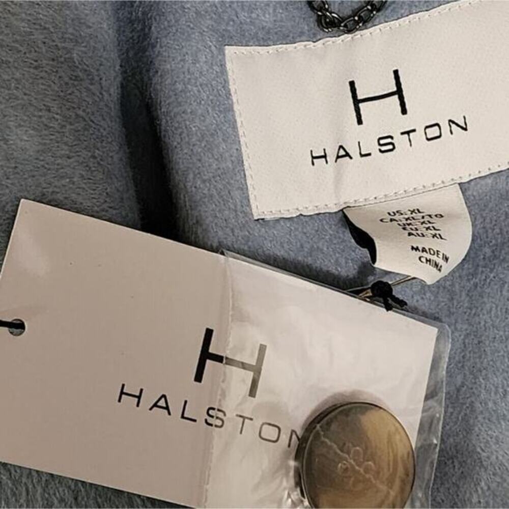 Halston Women's Light Blue Wool Blend Blazer Pea Coat Walking Womens Size XL New - Picture 6 of 13
